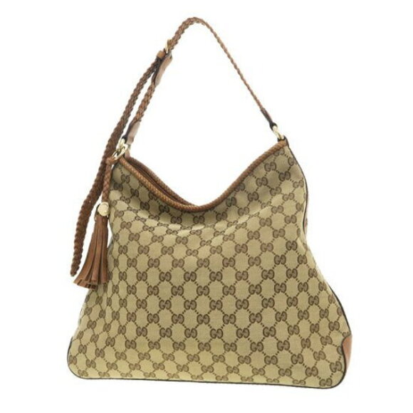 Gucci Handbags - Gucci GG canvas Marrakech hobo bag brown leather trim